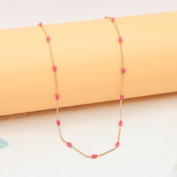 Elegant Rose Gold Beaded Necklace with Adjustable Chain, XPNL0336 - Picture 8 of 12